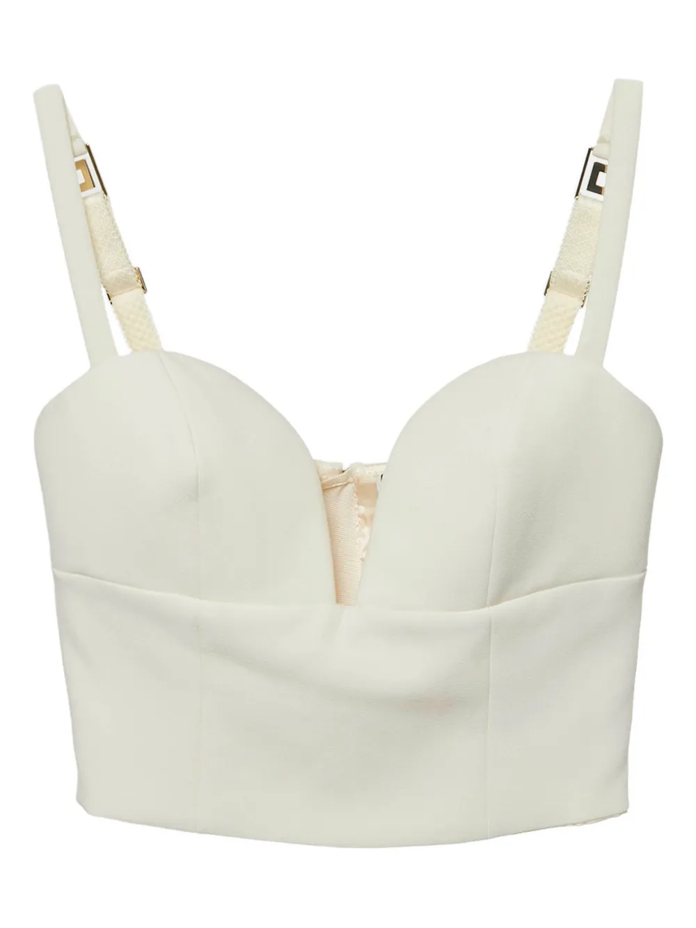 Elisabetta Franchi haut crop à encolure cœur | tons neutres | Image 1