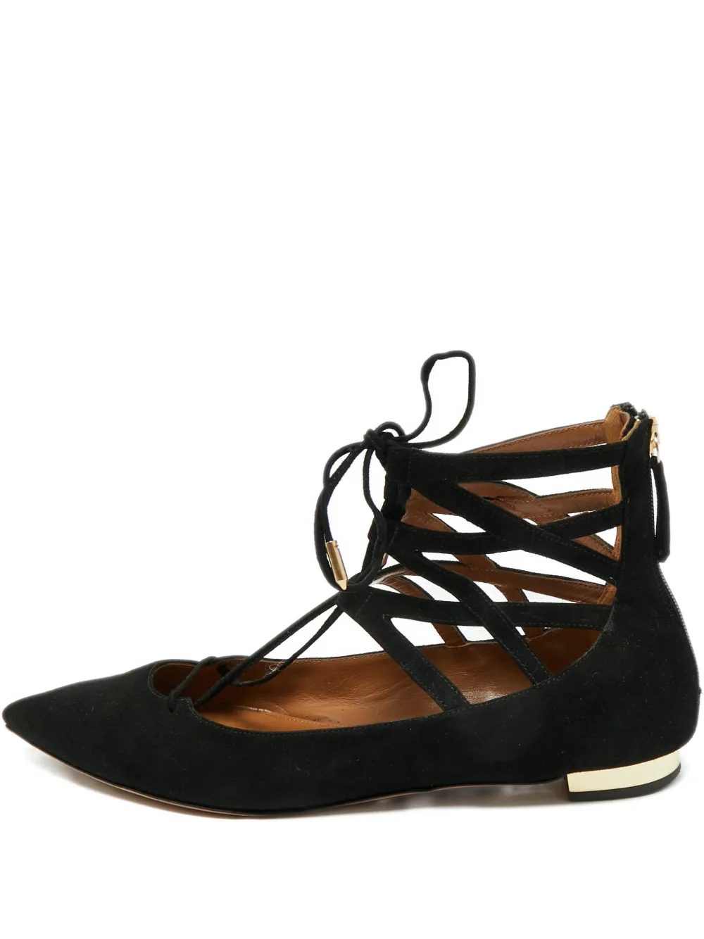 Aquazzura Dancer suede lace-up ballet flats - Nero
