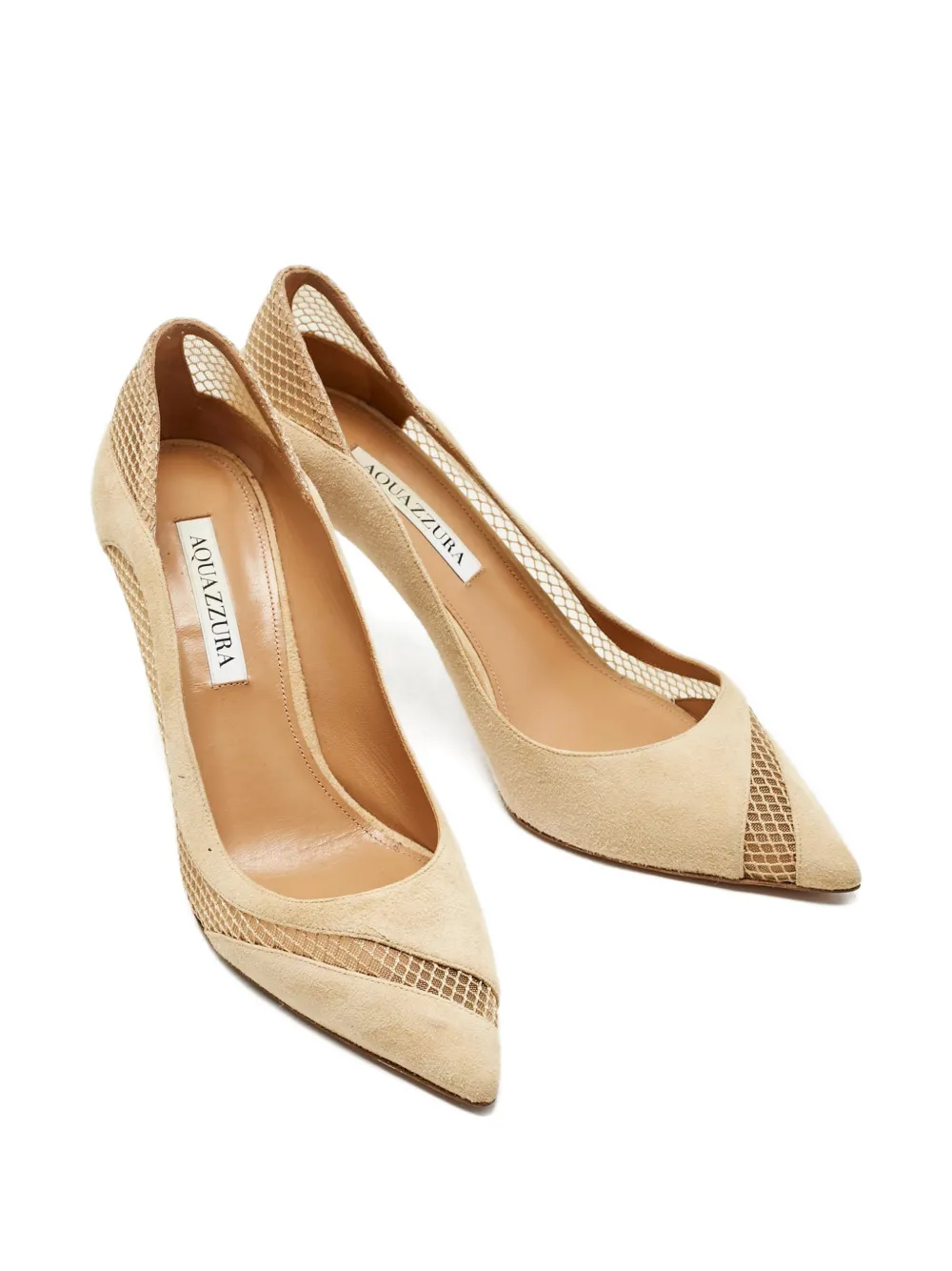 Aquazzura Dalia mesh suede pumps - Beige