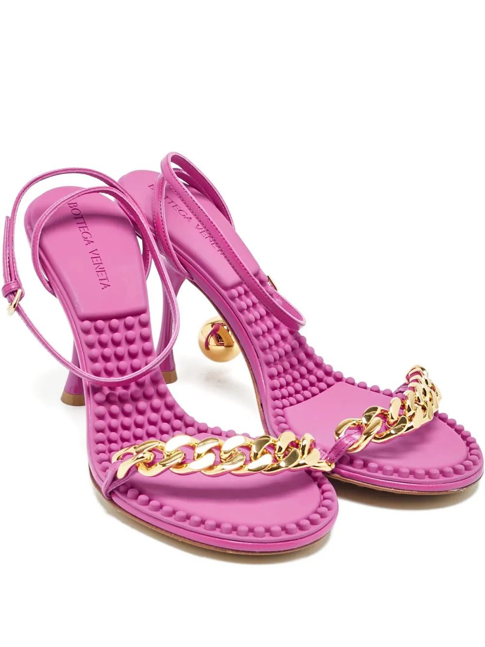 Pre-owned Bottega Veneta Dot Chain Sandals In Pink