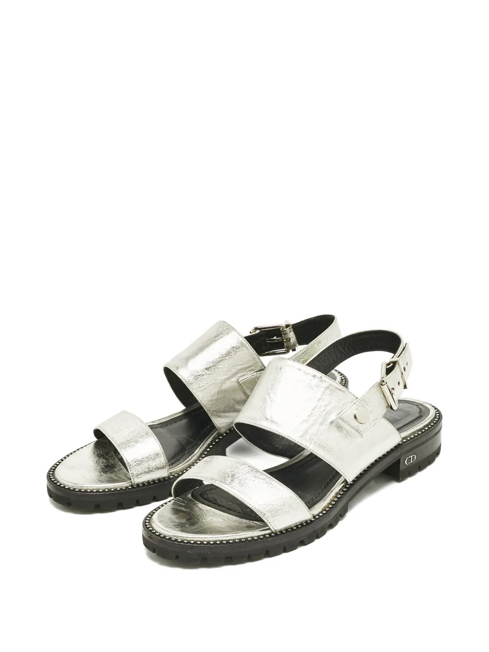 Christian Dior Pre-Owned leather slingback sandals - Zilver