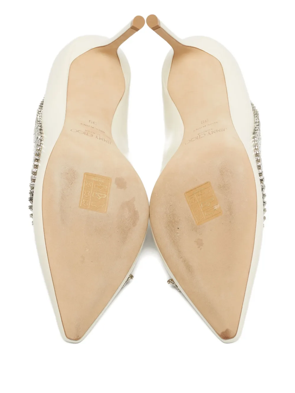 Jimmy Choo Pre-Owned Romy crystal-embellished pumps - Wit