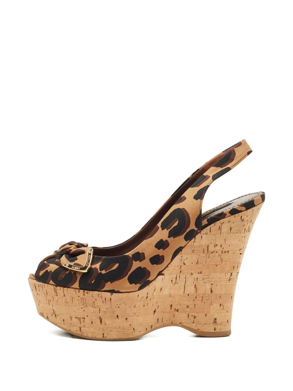 Louis Vuitton Pre-Owned leopard-print wedge sandals - Toni neutri