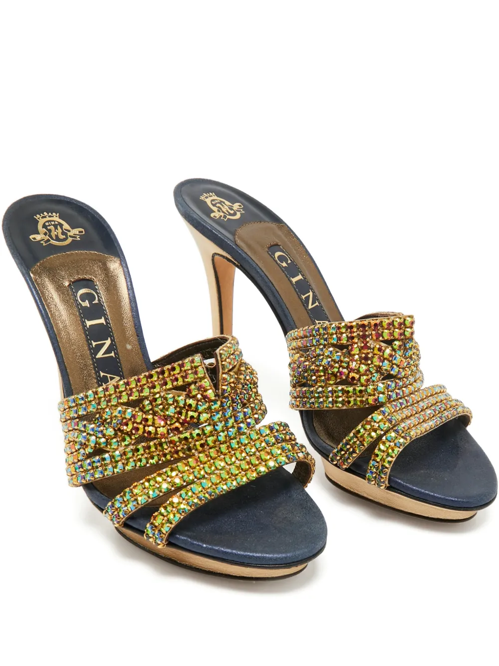 Gina rhinestone-embellished sandals - Blau
