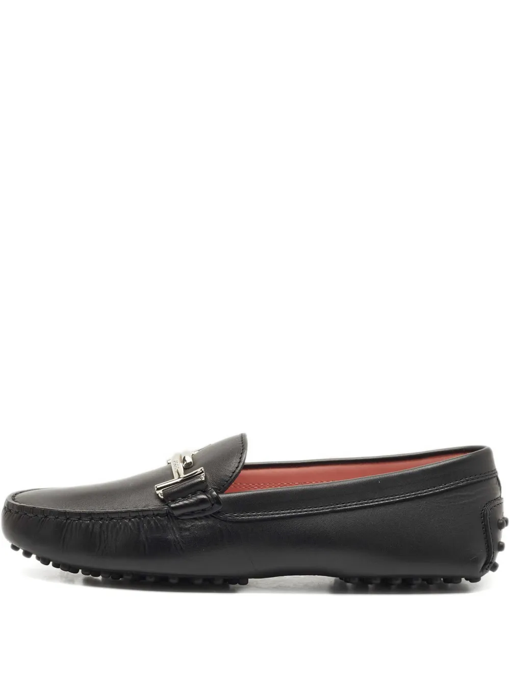 Pre-owned Tod's Vintage Double T Leather Loafers In Black