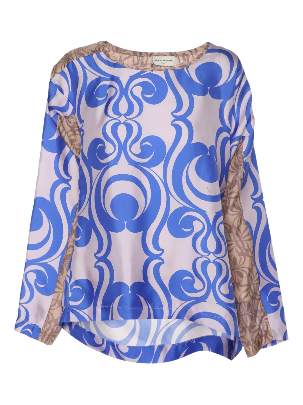 Dries Van Noten Pre-Owned printed silk blouse - Blu