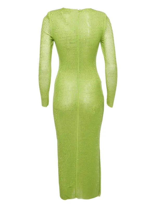 self portrait green rhinestone mesh midi dress Self-Portrait - Mint Rhinestone Mesh Midi Dress