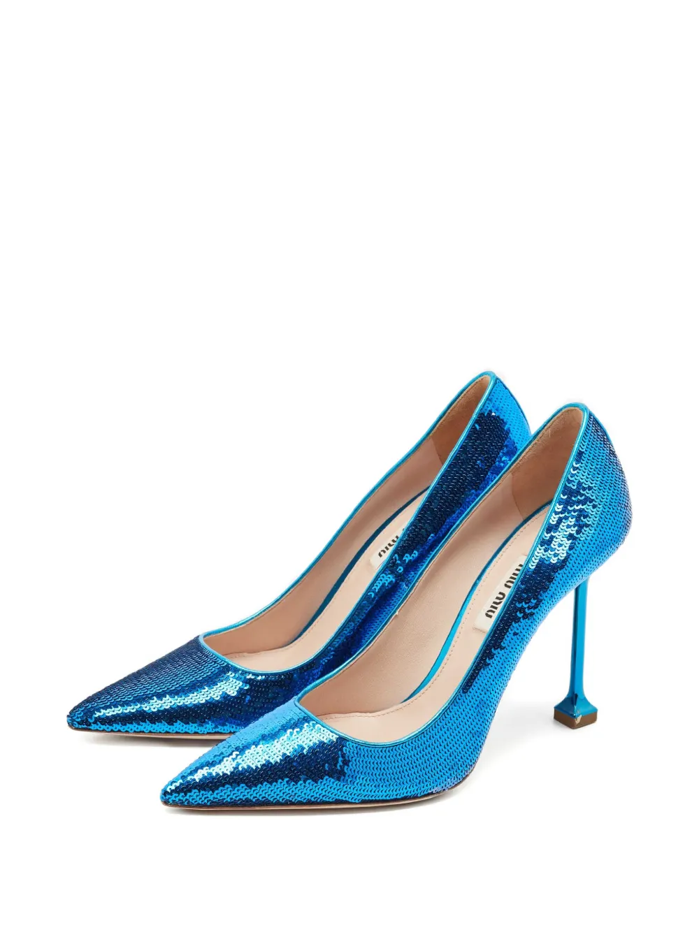 Miu Miu Pre-Owned sequin-embellished pointed pumps - Blauw