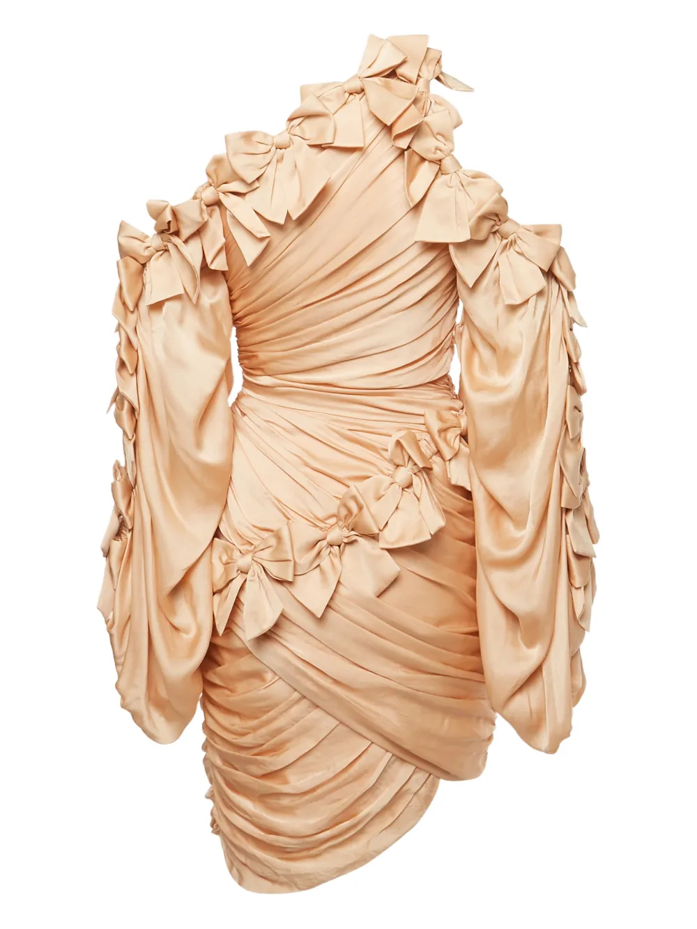 ZIMMERMANN bow ruched silk mini dress - Beige