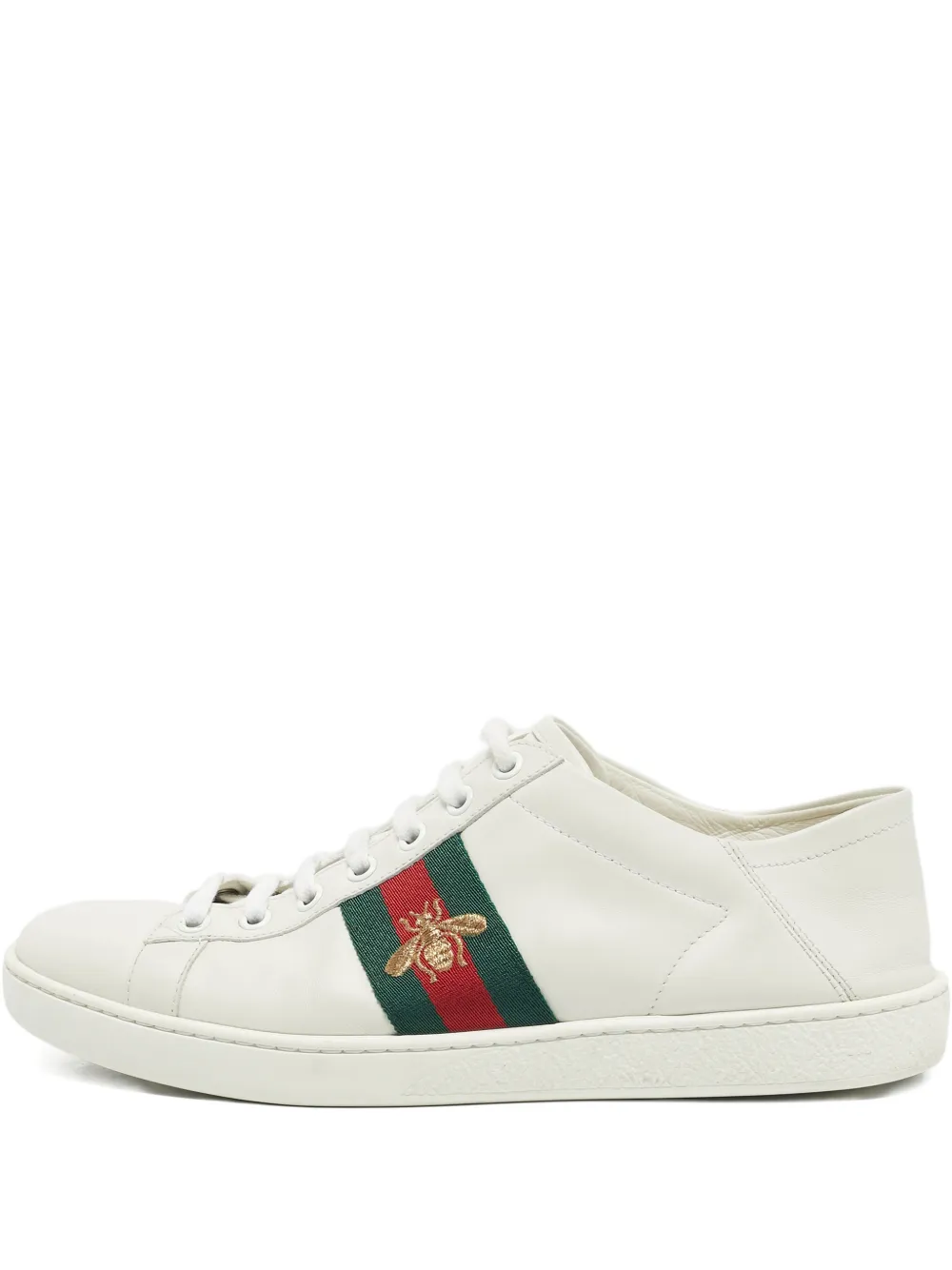 Gucci Pre-Owned leather stripe sneakers - Weiß