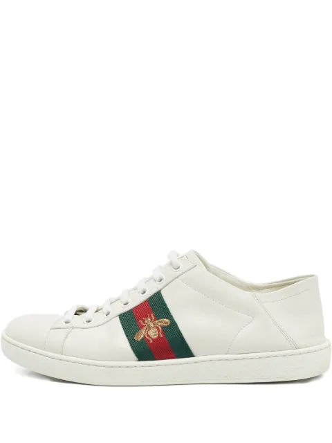 Gucci Pre-Owned leather stripe sneakers