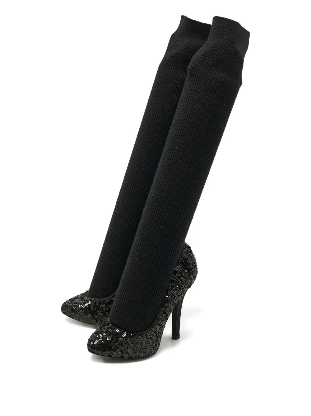 Dolce & Gabbana Pre-Owned knitted sequin high pumps - Zwart