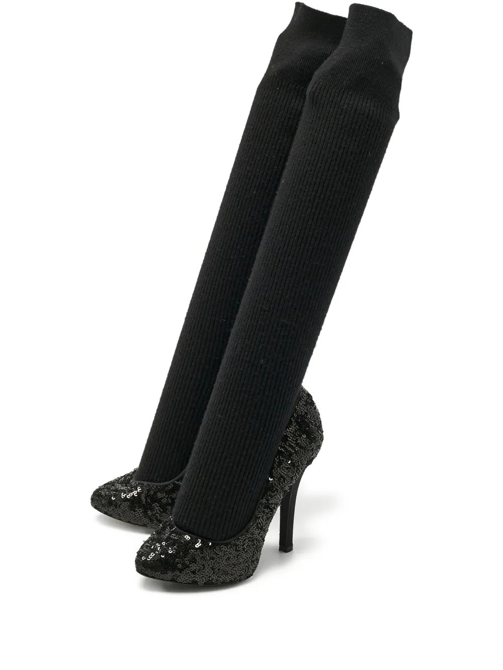 Dolce & Gabbana Pre-Owned knitted sequin high pumps - Schwarz
