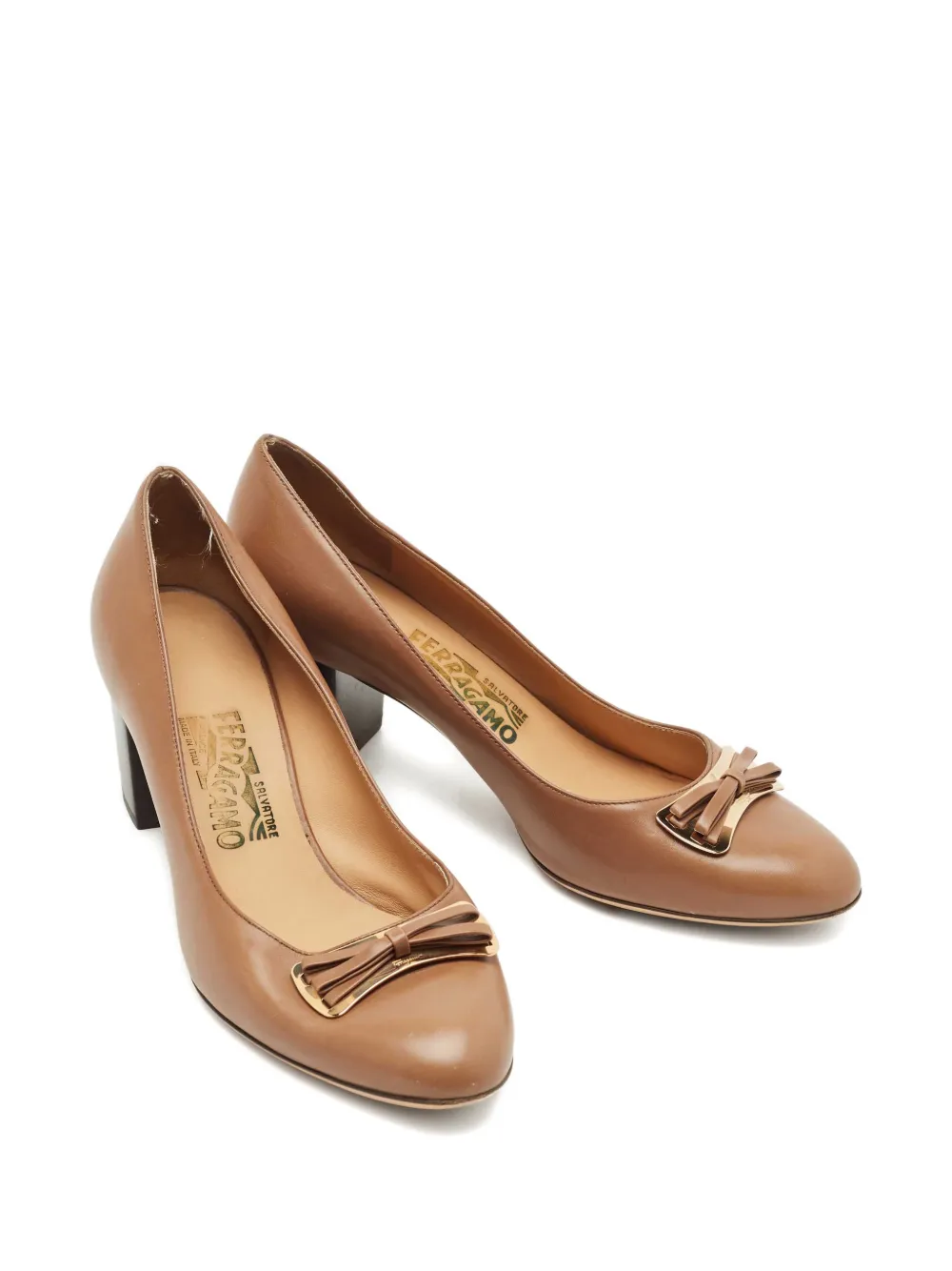 Ferragamo Pre-Owned Vara bow leather pumps - Bruin