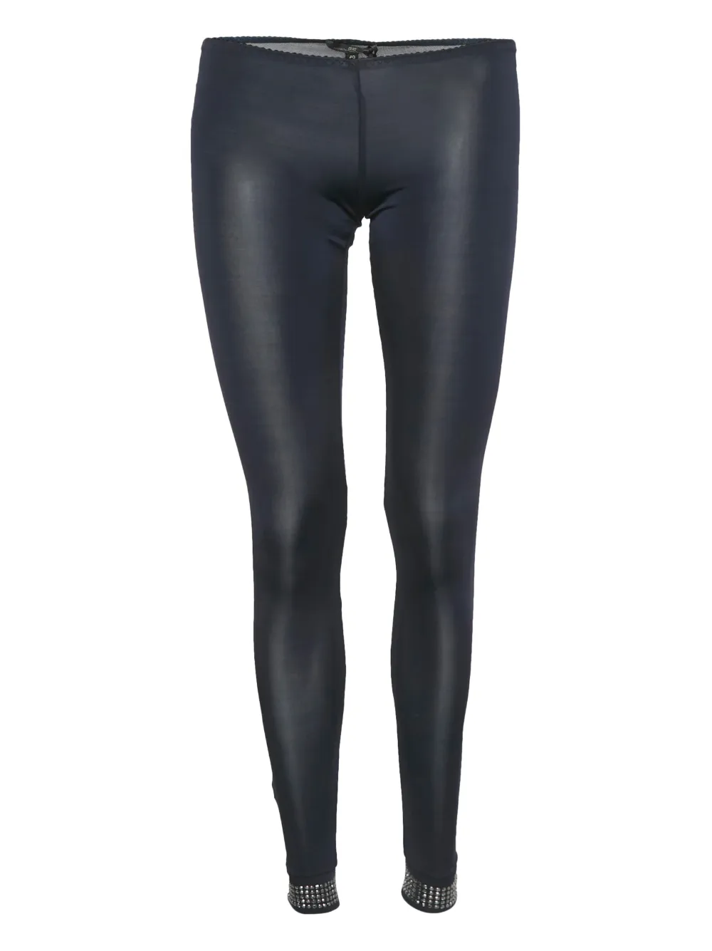 Pre-owned Elisabetta Franchi Studded-hem Leggings In Blue