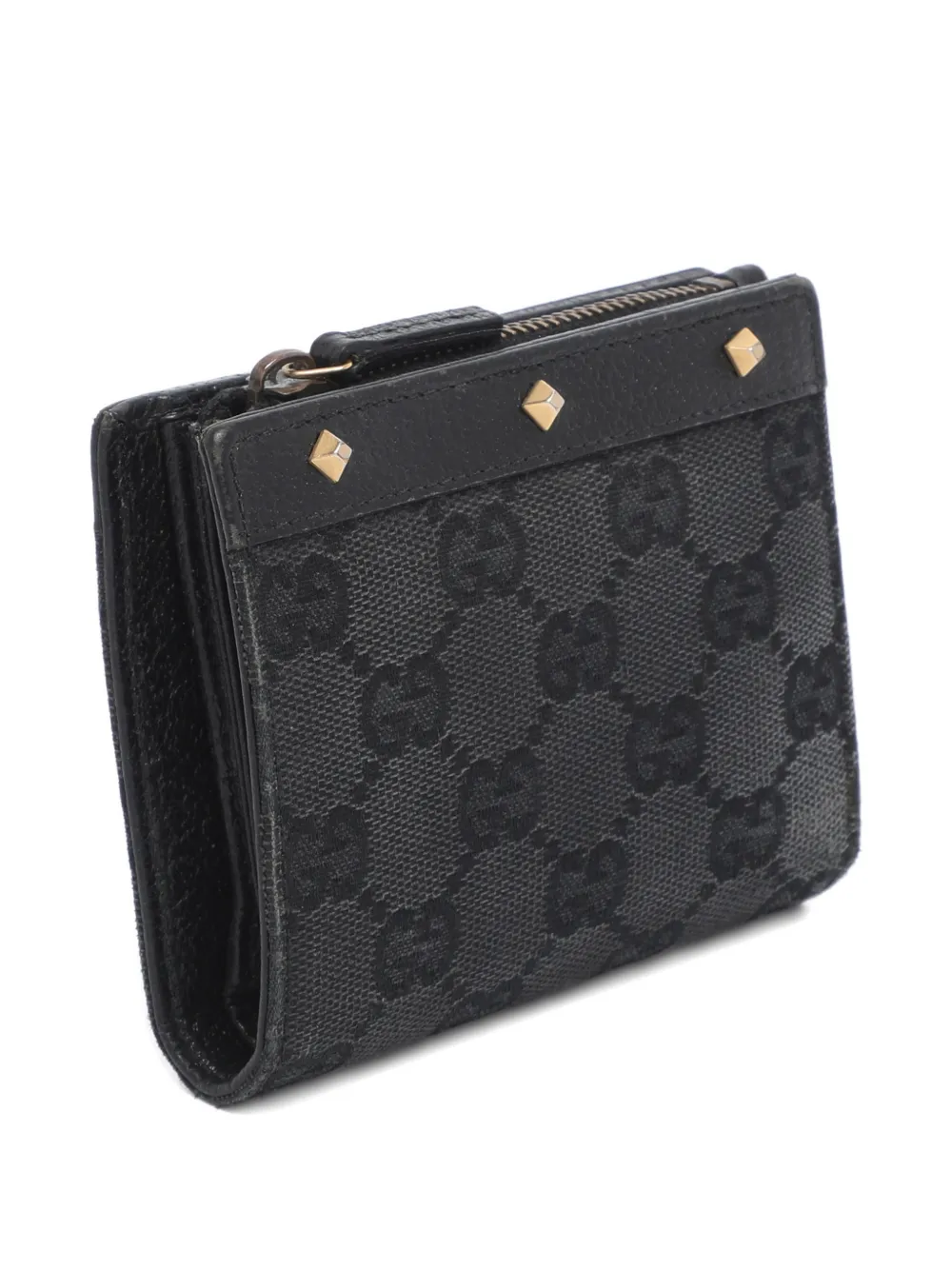 Pre-owned Gucci Canvas Stud Wallet In Gray