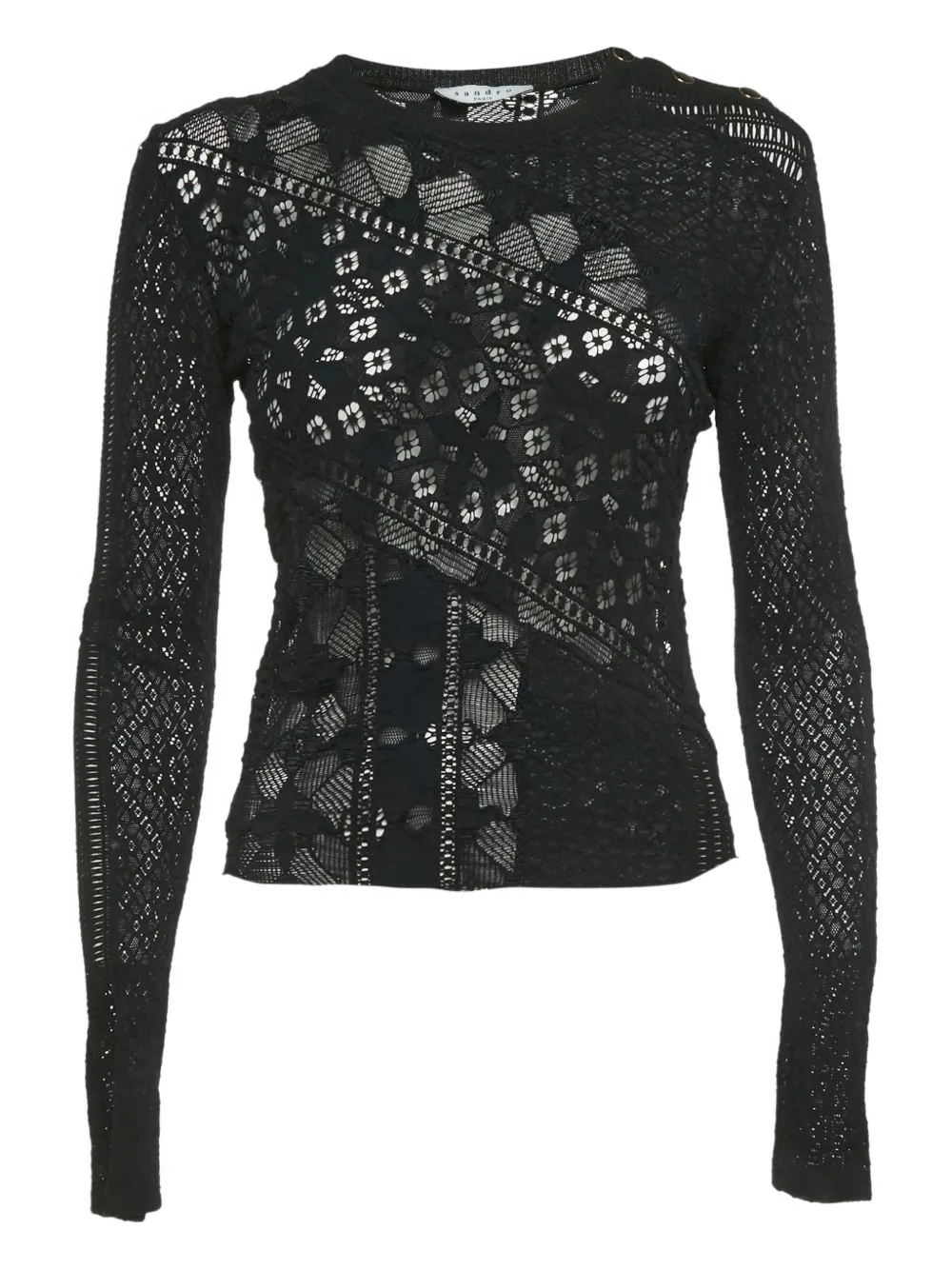 SANDRO lace long-sleeve top - Nero