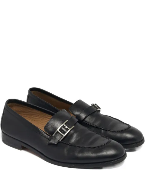 Hermès Pre-Owned Monterey leather buckle-detail loafers