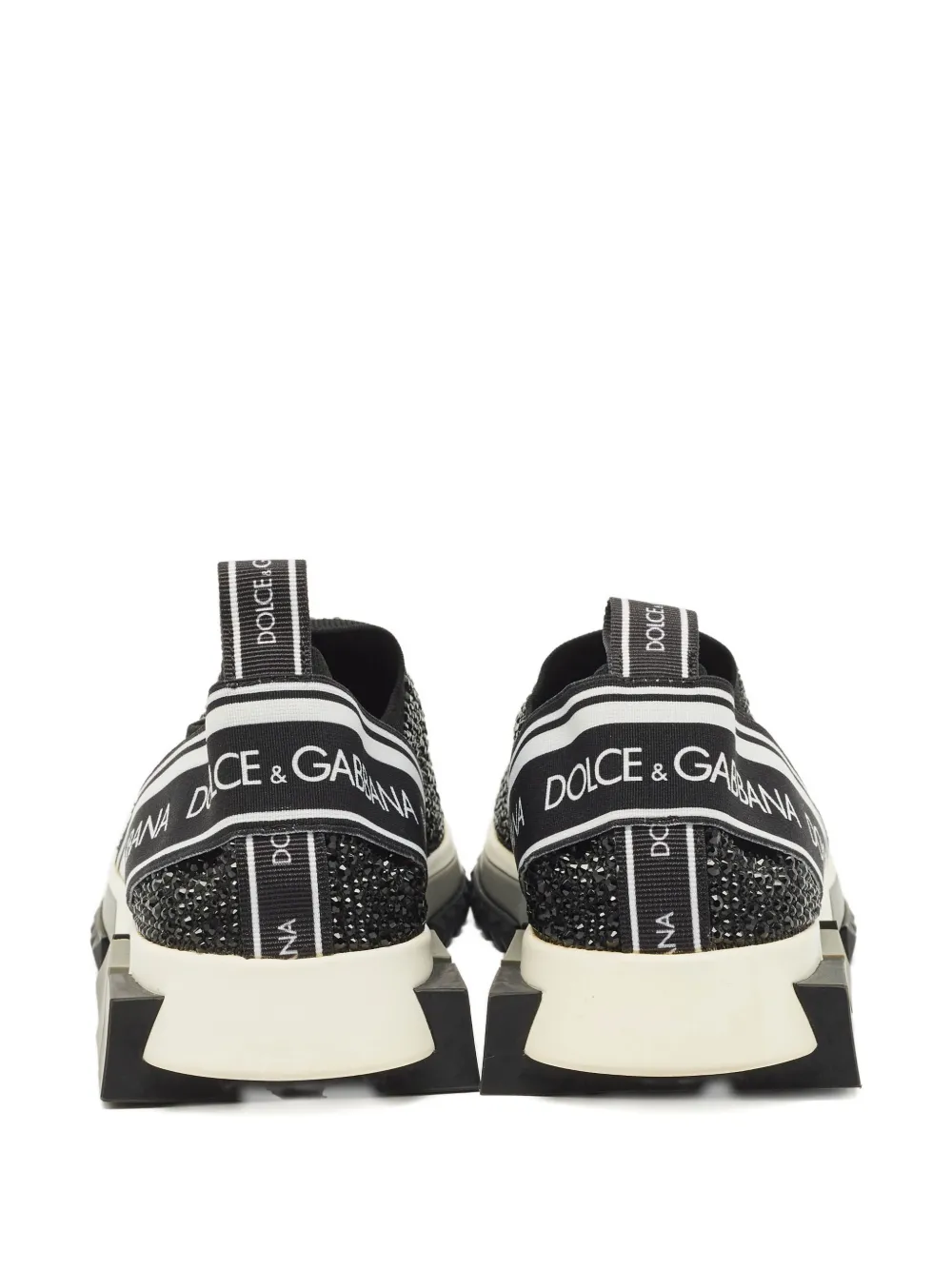 Dolce & Gabbana Pre-Owned knitted crystal-embellished sneakers - Zwart