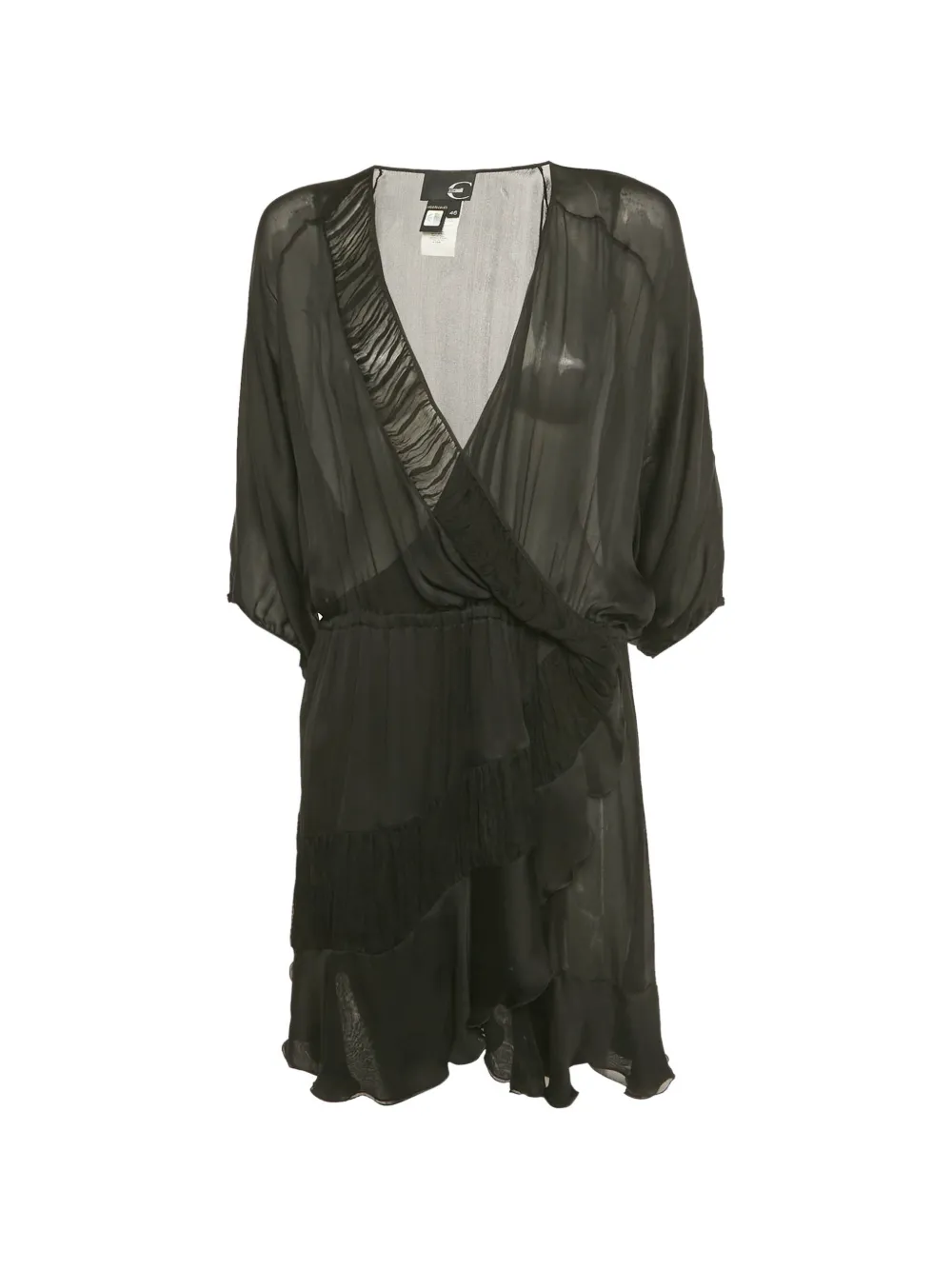 Just Cavalli mini ruffled silk dress - Nero