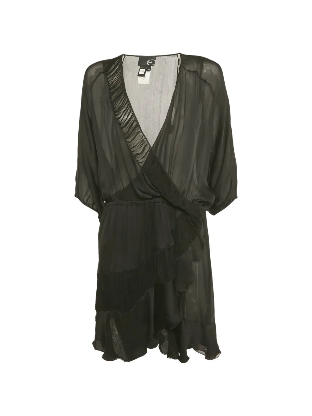 Just Cavalli mini ruffled silk dress - Schwarz