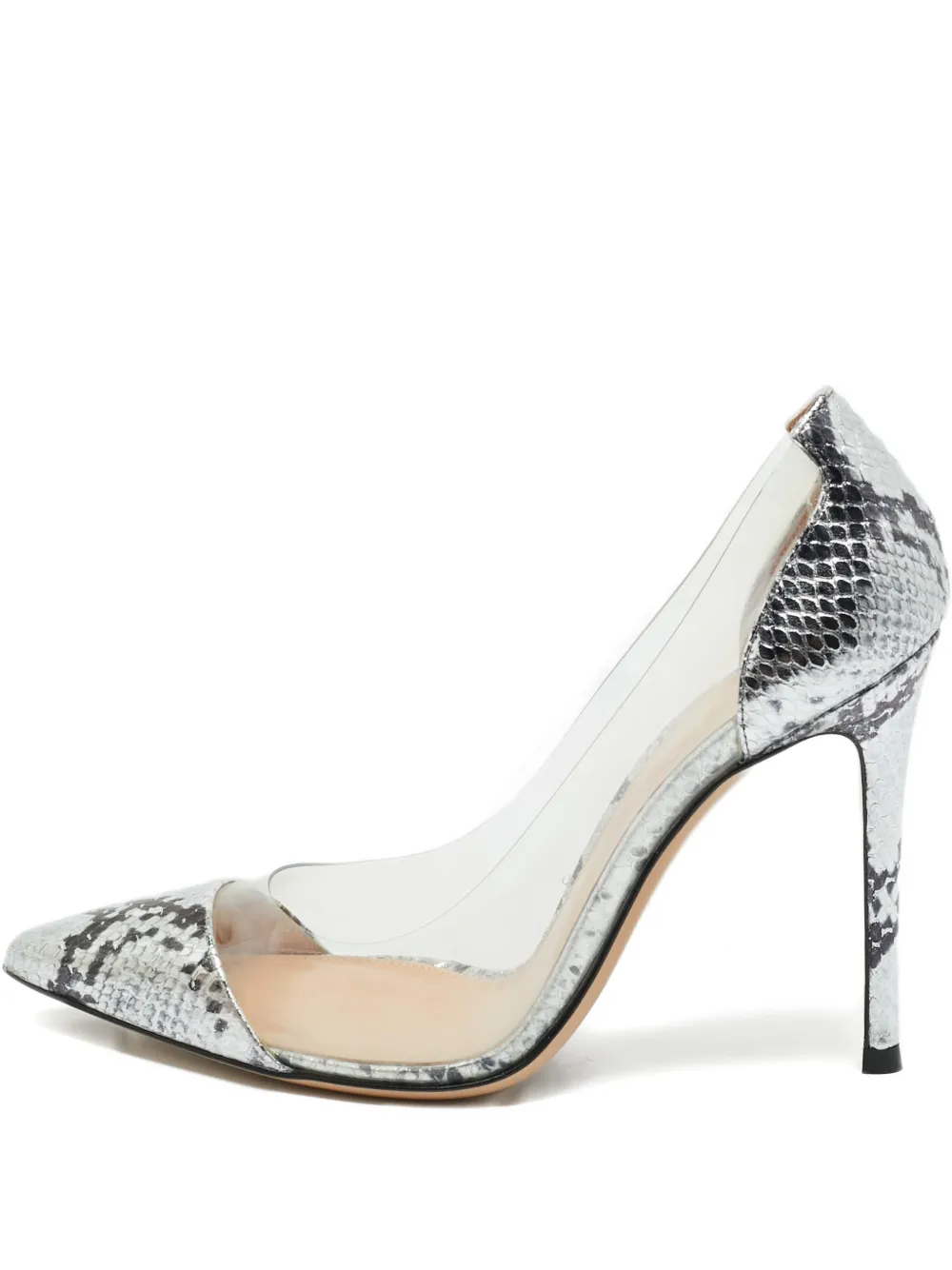 Gianvito Rossi snakeskin-embossed pointed-toe pumps - Grau