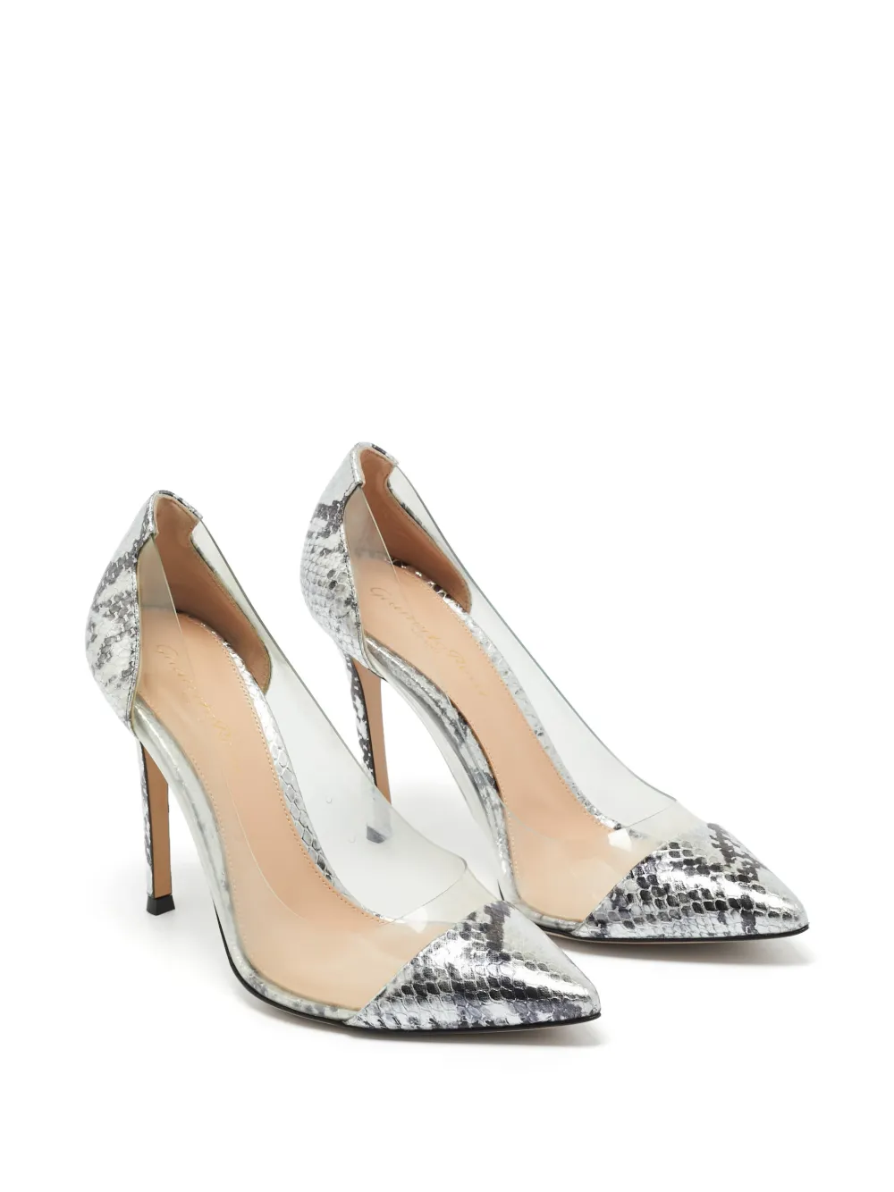 Gianvito Rossi snakeskin-embossed pointed-toe pumps - Grijs