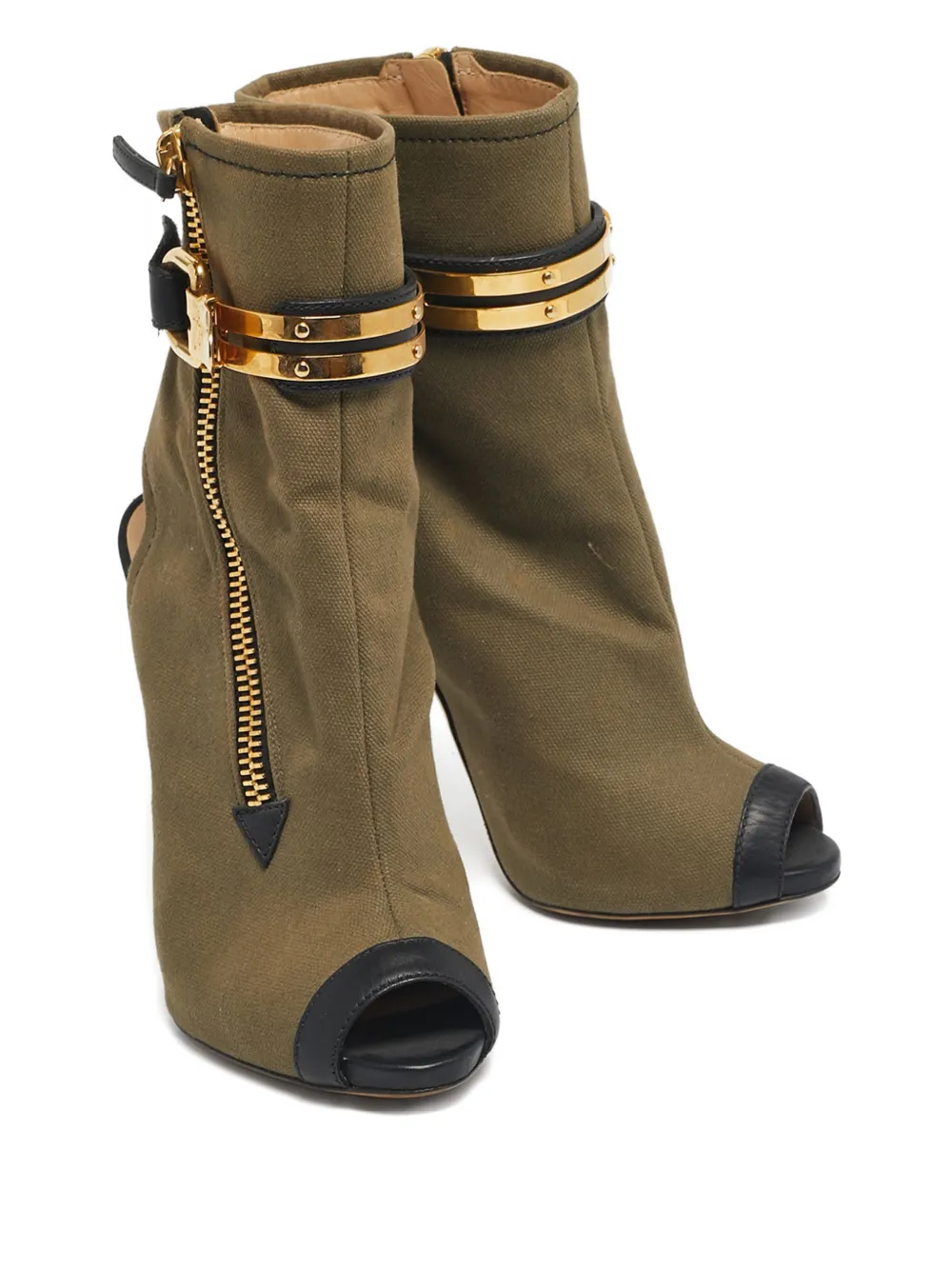 Giuseppe Zanotti Vintage Roxie peep-toe cut-out ankle boots - Groen