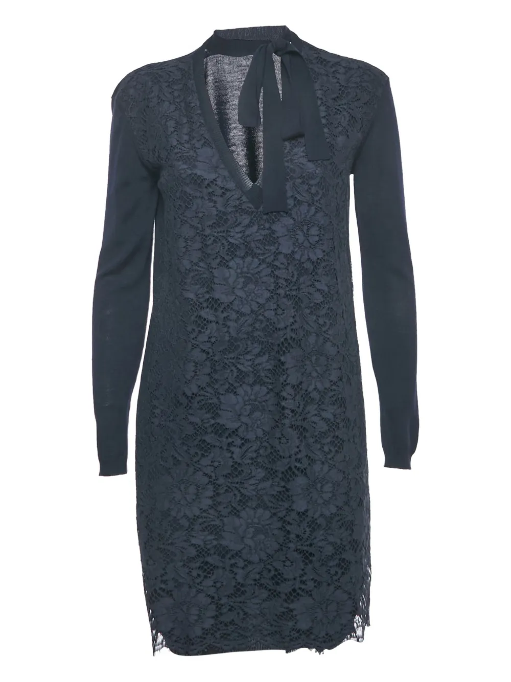 Valentino Pre-Owned long-sleeve lace-insert dress - Blu