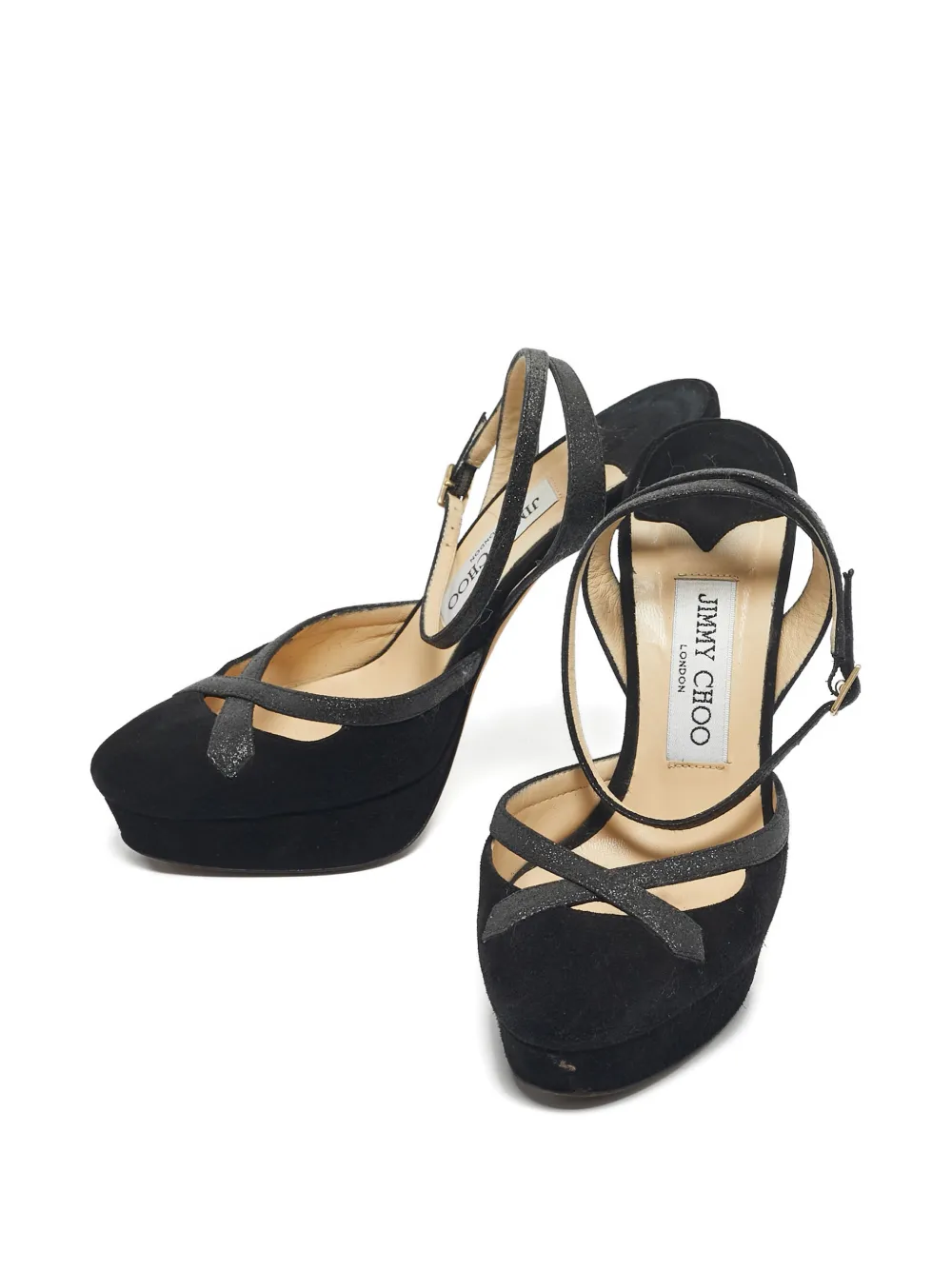 Jimmy Choo Pre-Owned 37 calf suede platform pumps (13.5cm) - Zwart