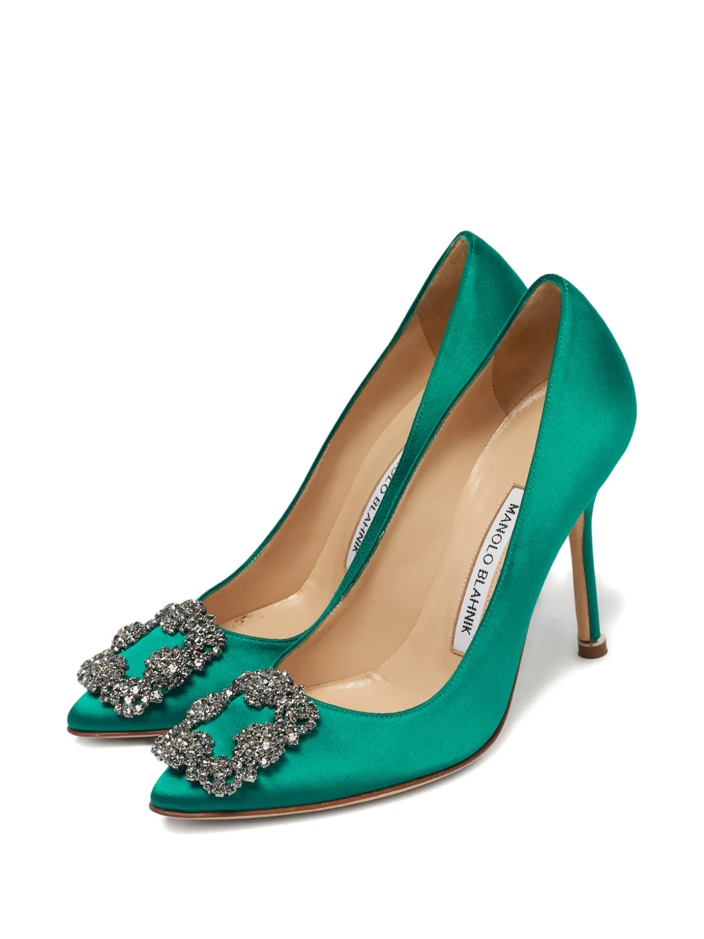 Manolo Blahnik Hangisi satin buckle pumps - Groen