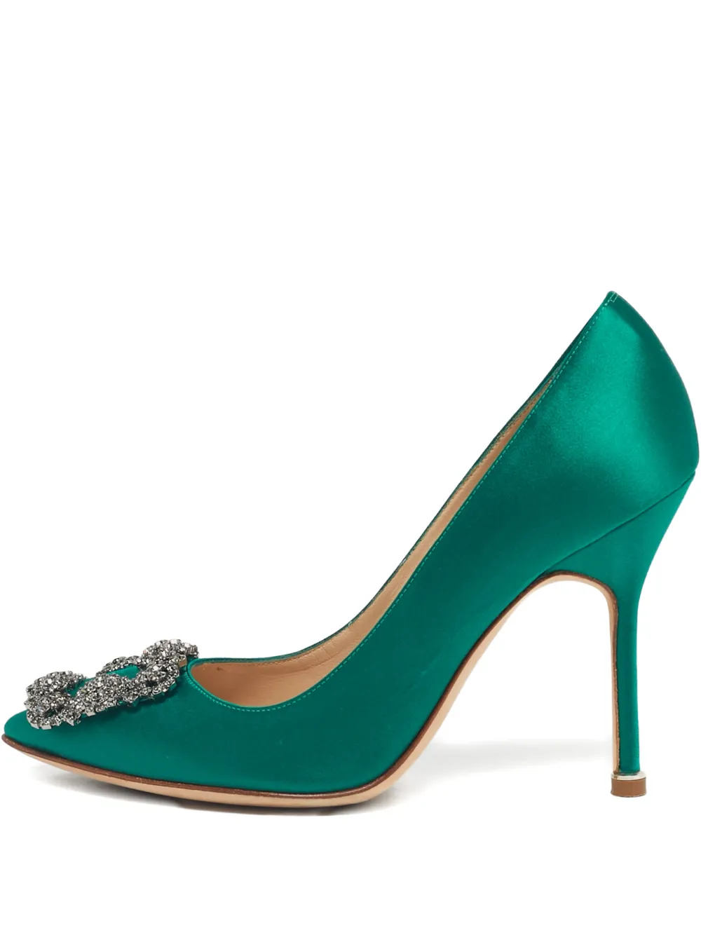 Manolo Blahnik Hangisi satin buckle pumps - Grün