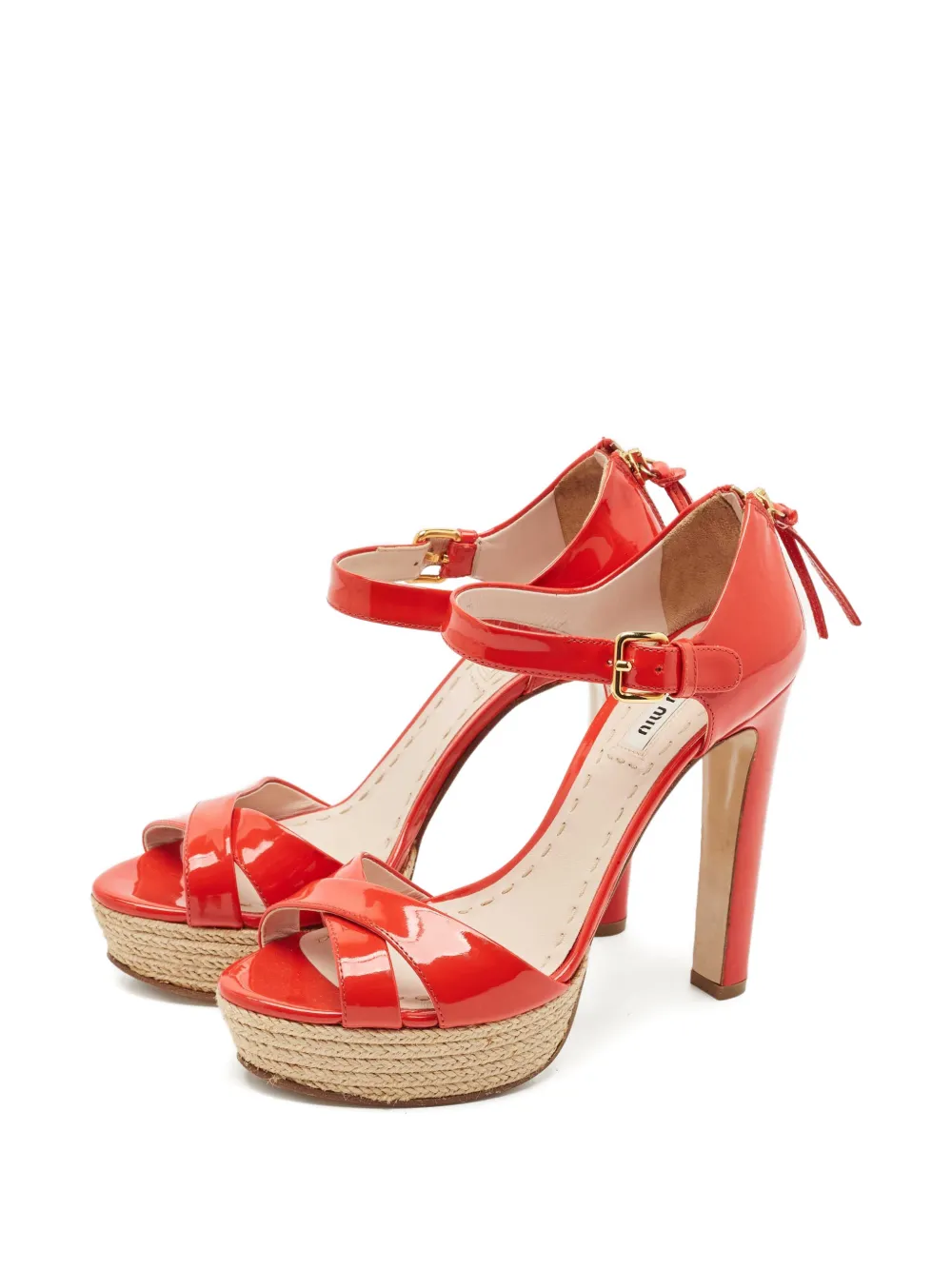 Miu Miu Pre-Owned platform cross-strap heeled sandals - Rood