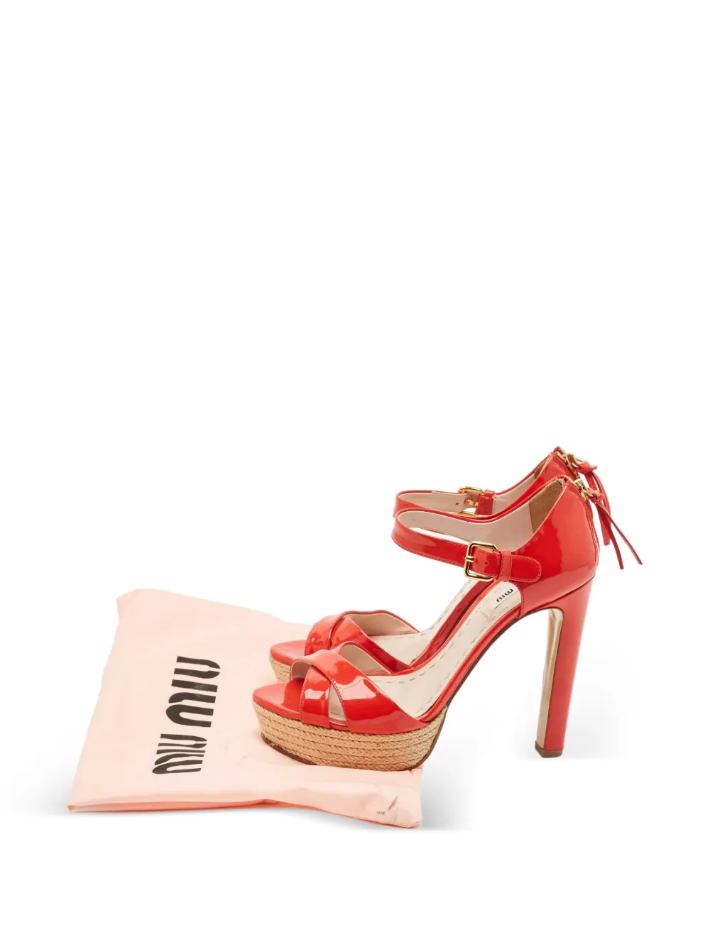 Miu Miu Pre-Owned ストラップ プラットフォームサンダル | レッド