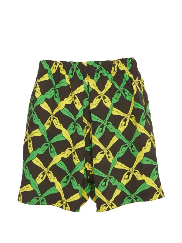パンツ BOTTEGA VENETA ACTIONPAINTING SHORTS 38 Bottega Veneta Pre-Owned fantasia-print Shorts | Black | FARFETCH JO
