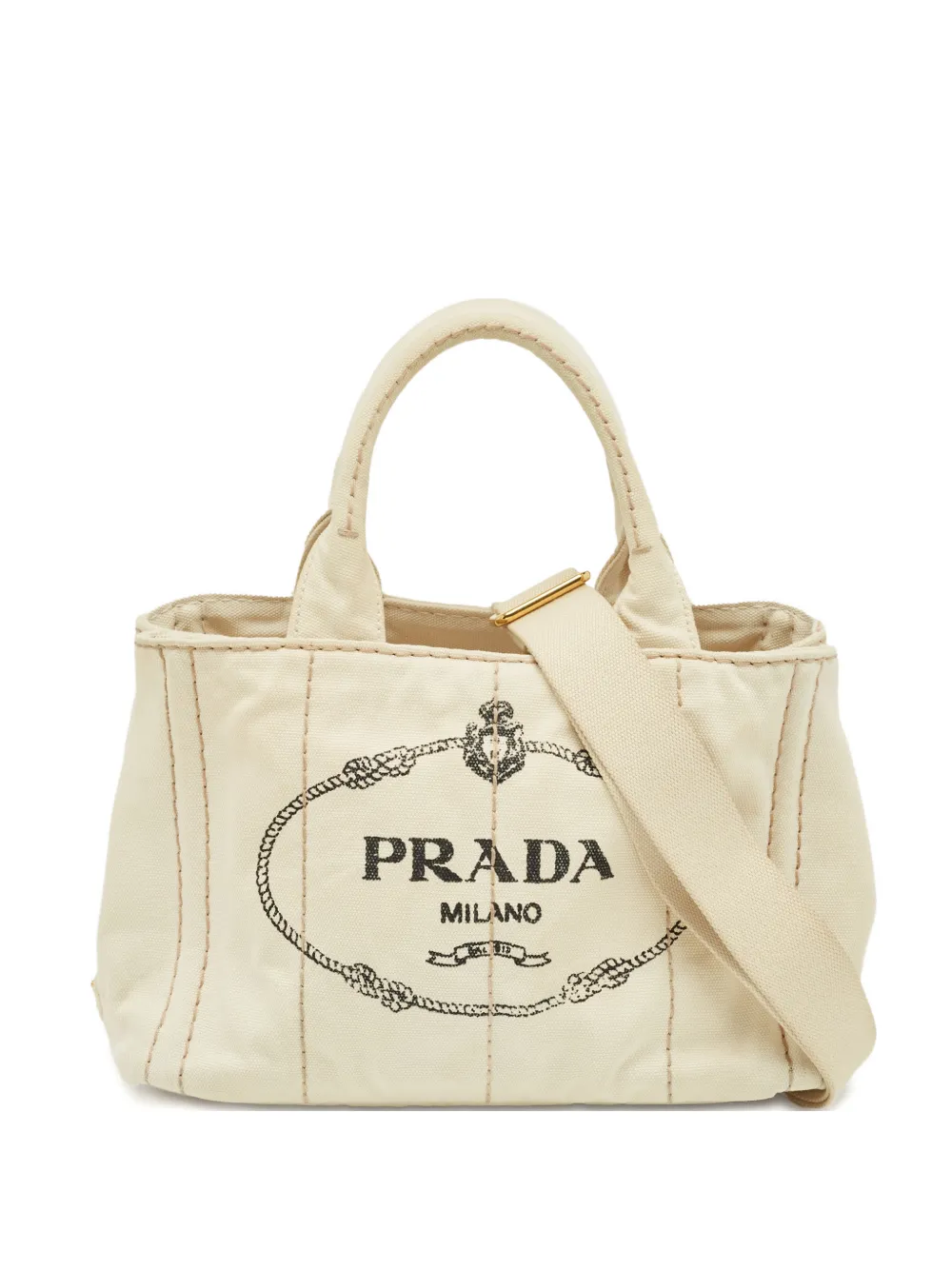 Pre-owned Prada Small Canapa Tote Bag In Neutral