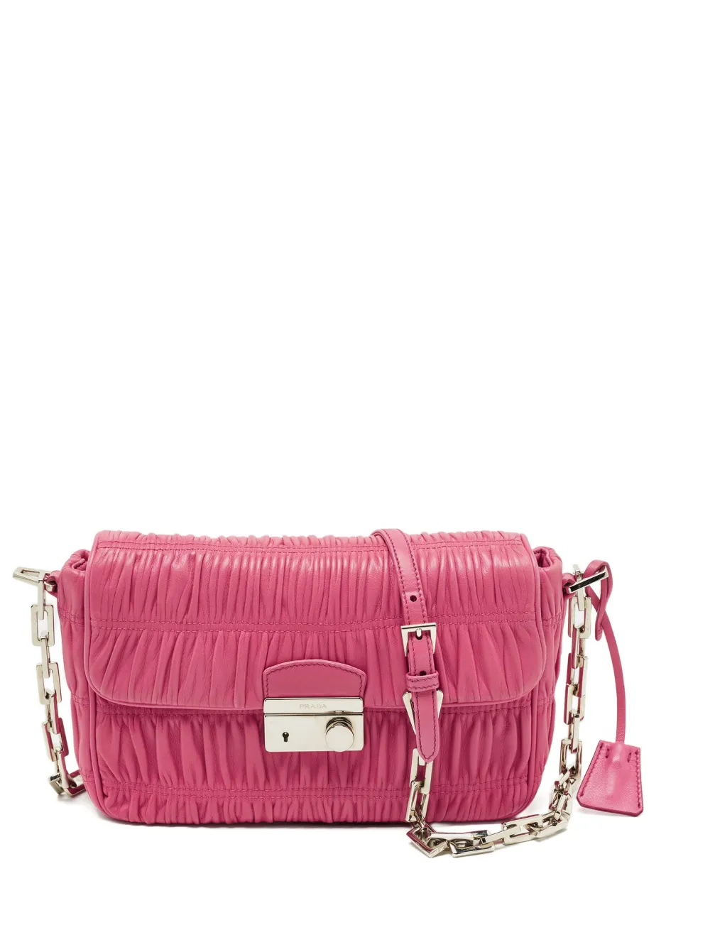 Prada Pre-Owned ruched leather shoulder bag - Rosa