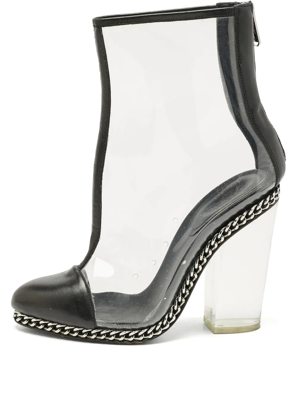 Balmain Pre-Owned chain block-heel ankle boots | White | Image 1