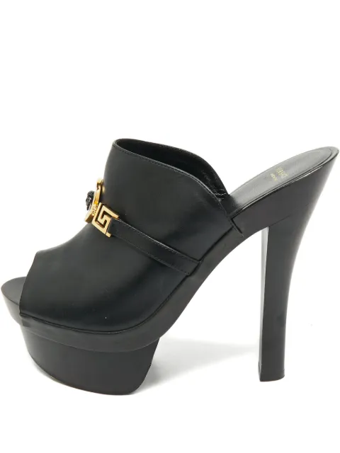 Versace Pre-Owned Insignia leather slide sandals