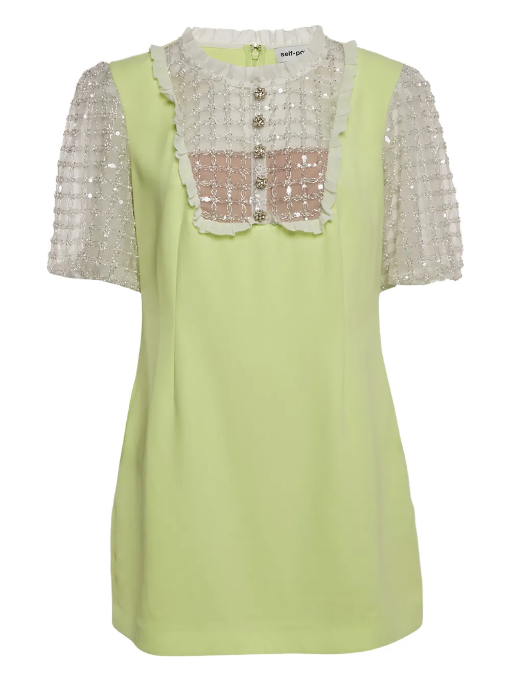Self-Portrait embellished tulle mini dress - Verde