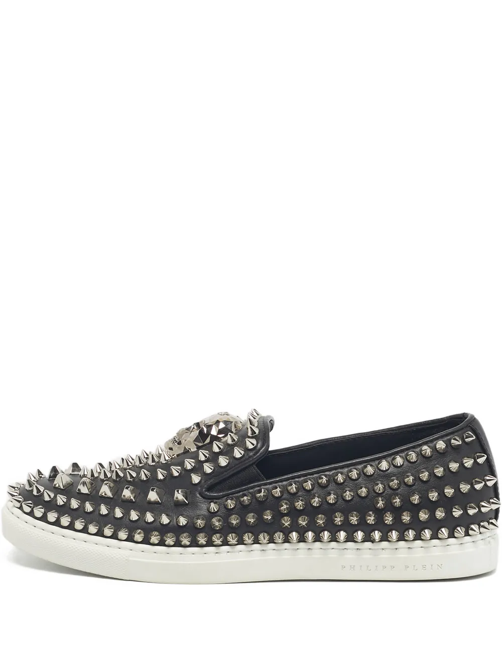 Philipp Plein Skull studded leather trainers - Schwarz