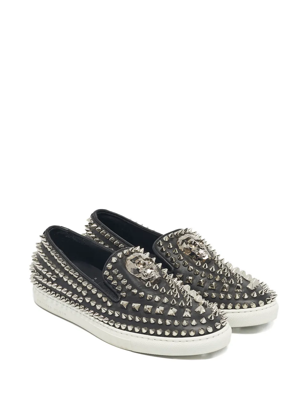 Philipp Plein Skull studded leather trainers - Zwart