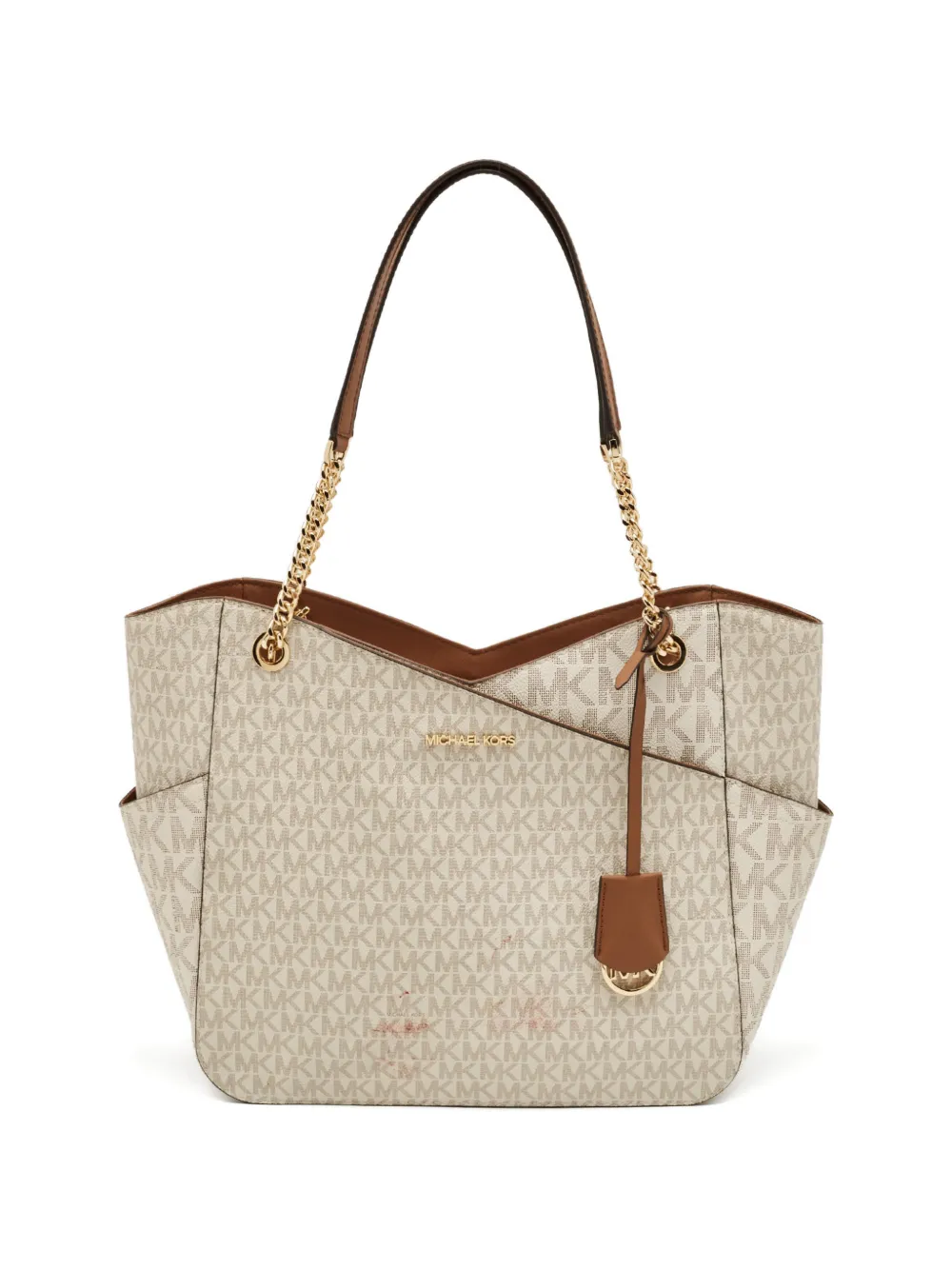 Michael Kors large Jet Set Travel chain canvas tote bag - Bianco