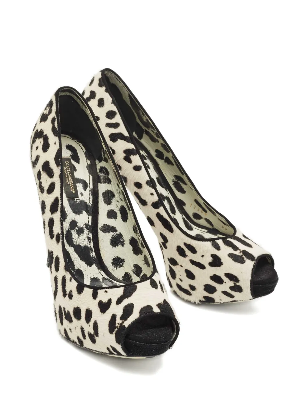 Dolce & Gabbana Pre-Owned leopard-print peep-toe pumps - Beige