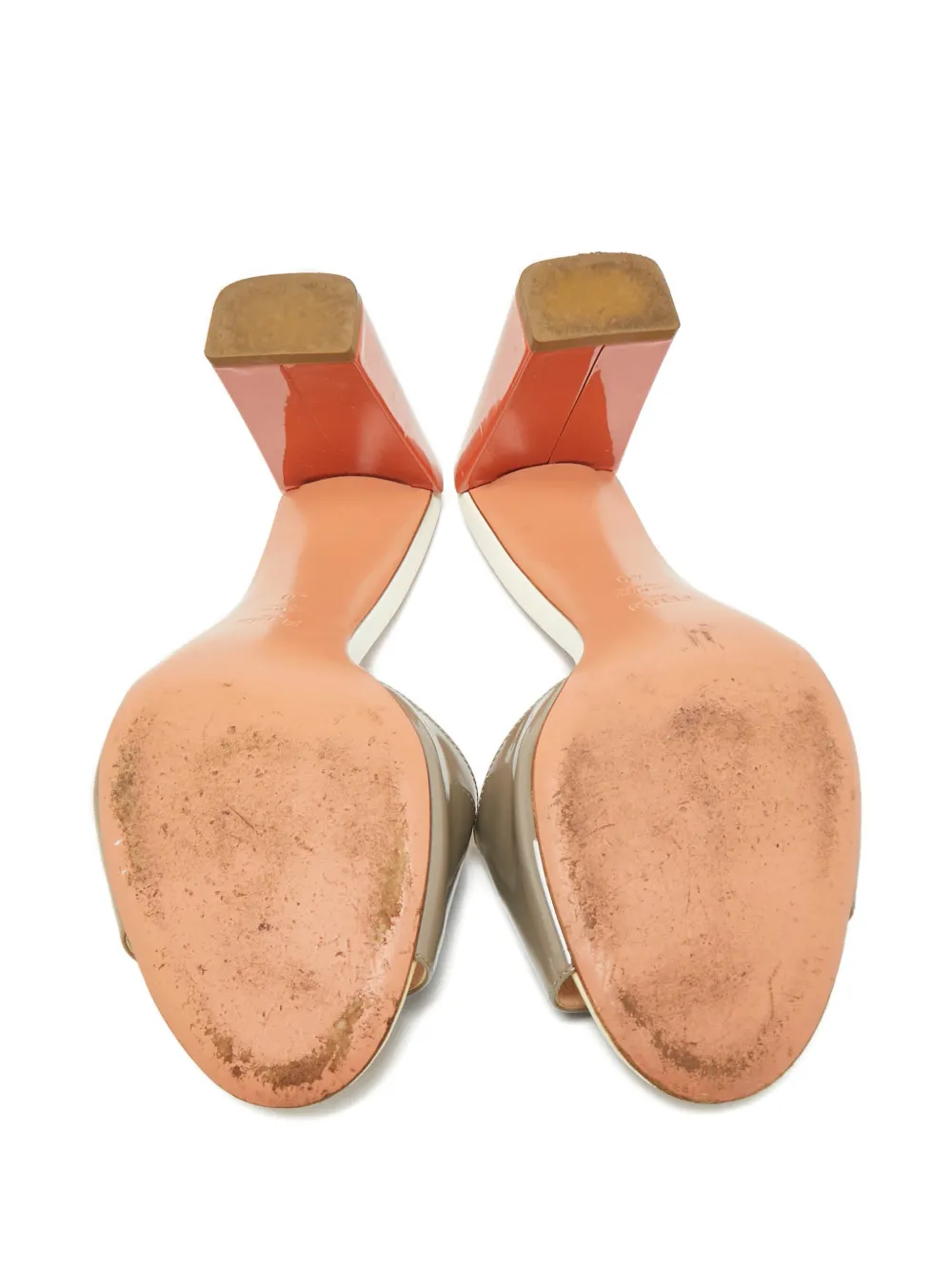 Pre-owned Fendi Patent Leather Slides In Gray