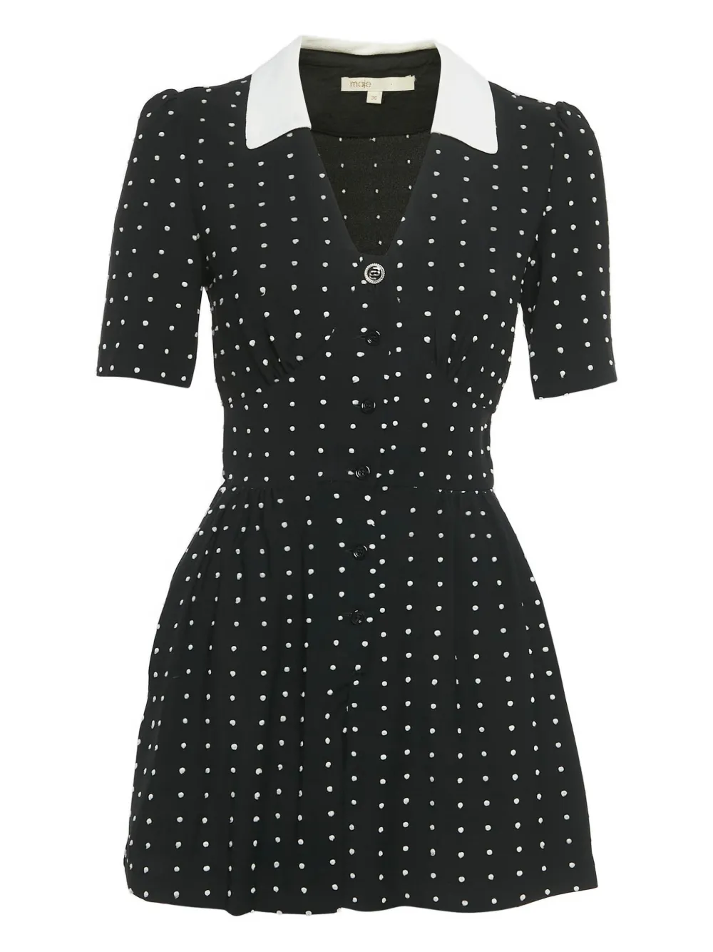 Maje polka-dot collared playsuit | Black | Image 1