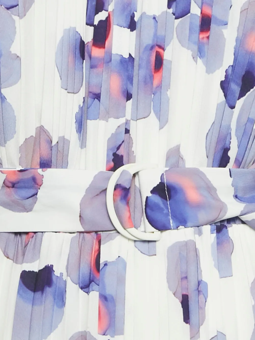 Pre-owned Hugo Boss Floral-print Belted Dress In White