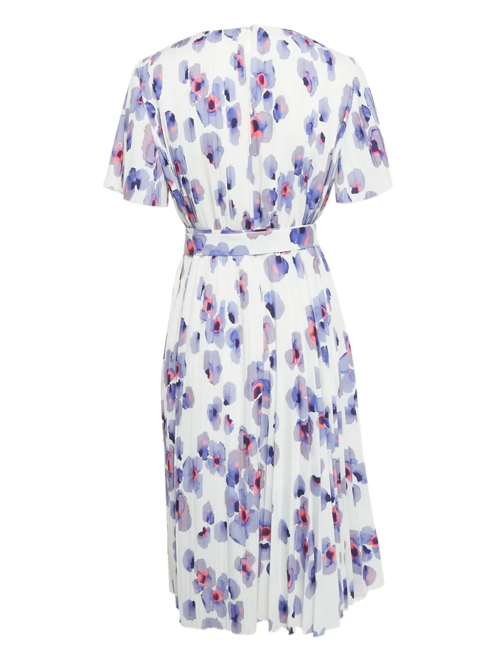 Pre-owned Hugo Boss Floral-print Belted Dress In White