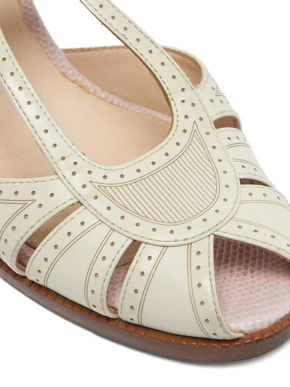 Fendi Pre-Owned Chameleon cut-out block-heel sandals - Beige