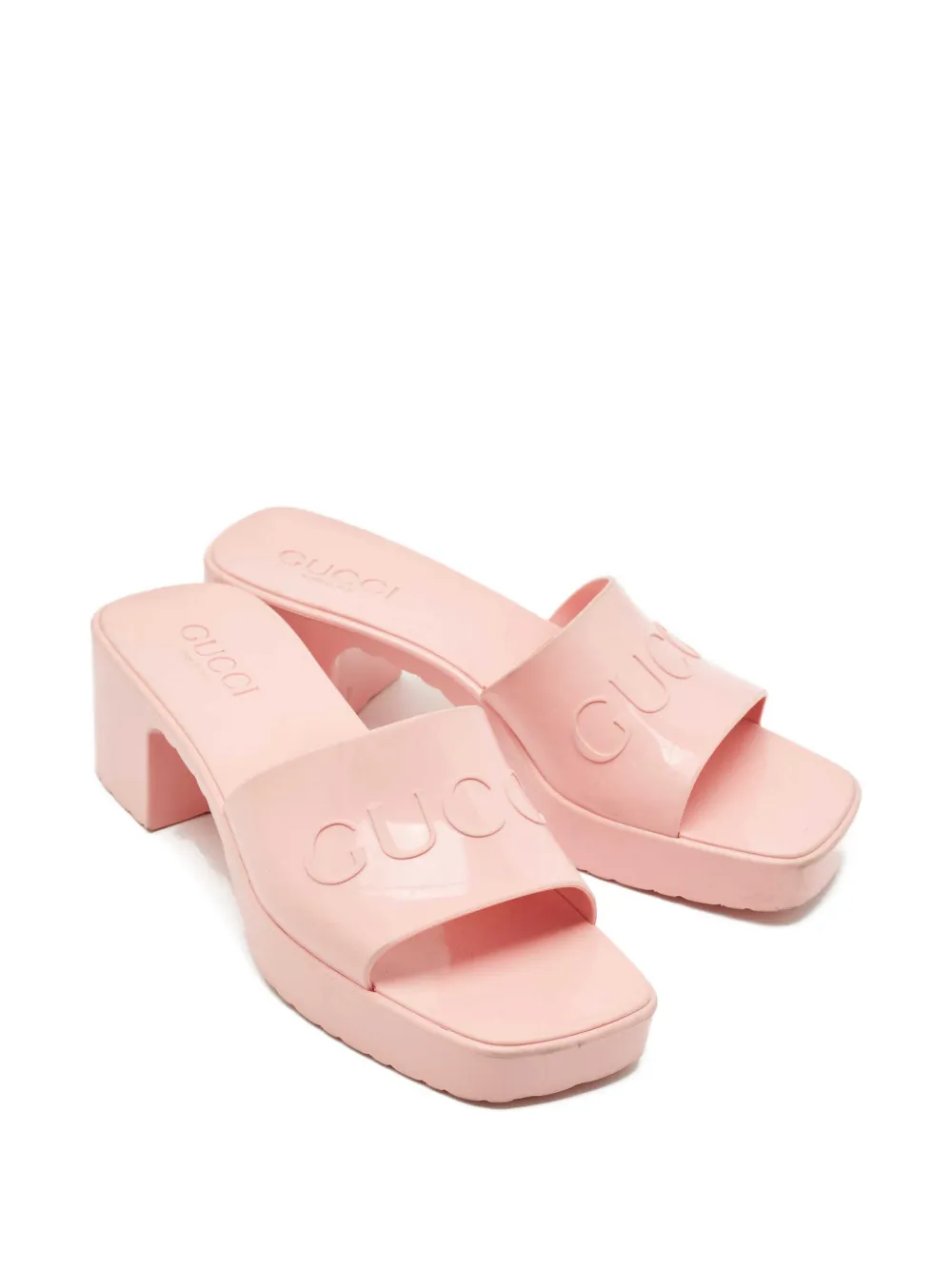 GUCCI Pre-owned Logo Platform Slides In Pink